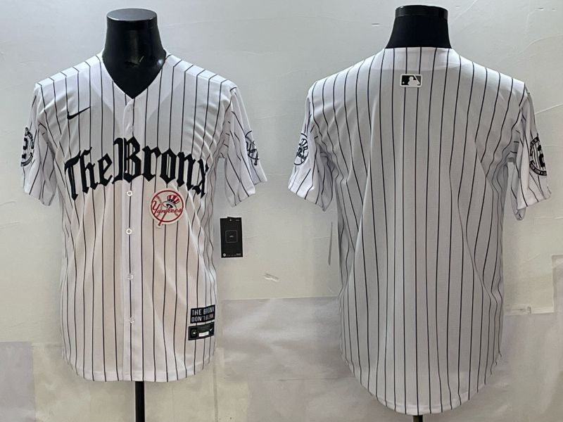 Men 2025 New York Yankees Blank White Stripe Five generations Joint Name Nike MLB Jersey style 04